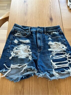 American Eagle Distressed Dark Blue Denim Cutoff Shorts